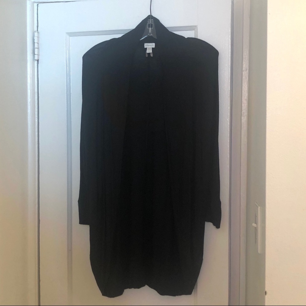Black cardigan.